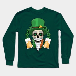 Skull St. Patricks Day Drunk Long Sleeve T-Shirt